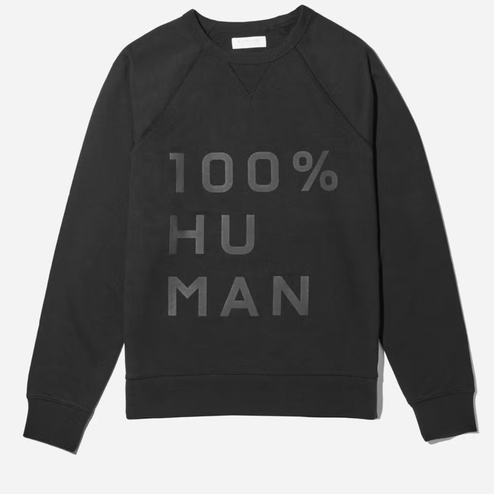 NWOT Everlane The 100% Human Unisex French Terry Black Sweatshirt Size Small